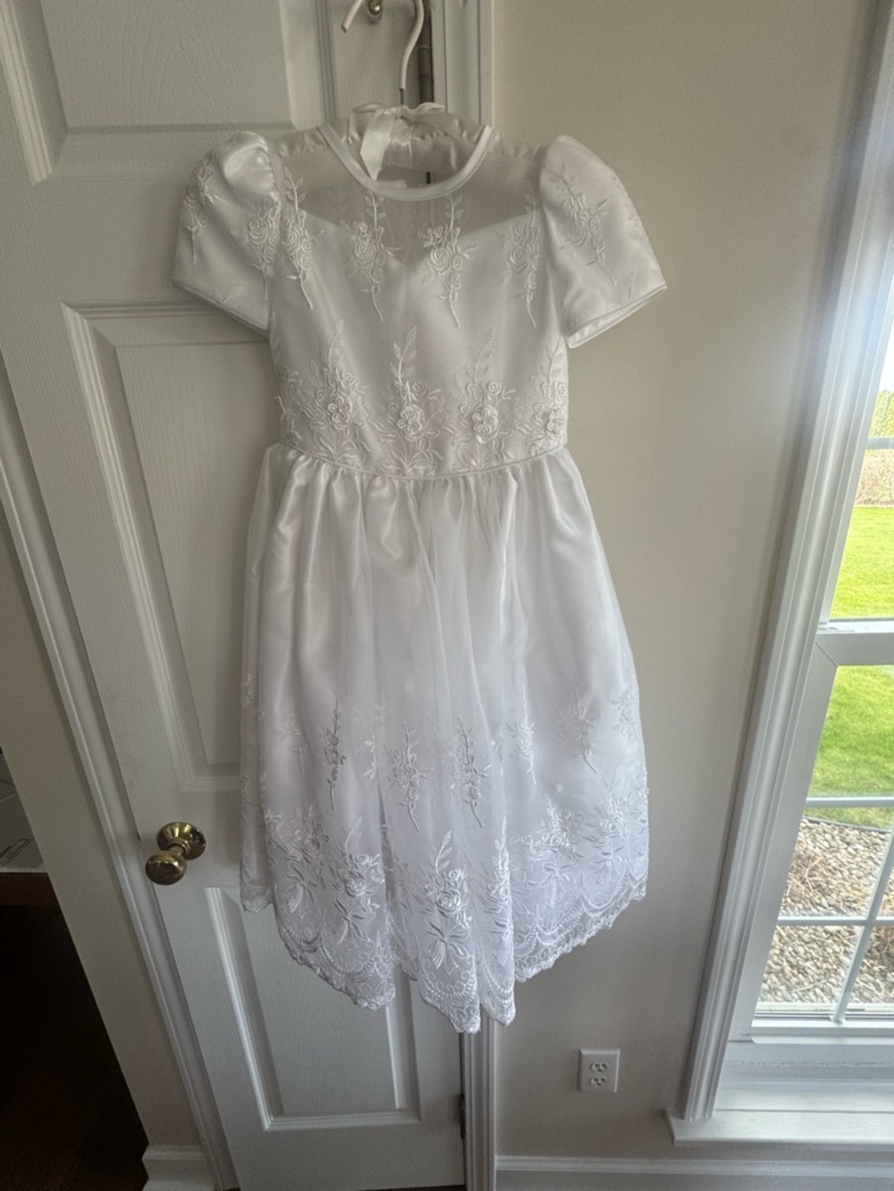 White Embroidered Girls' Dress - Elegant Occasion Dress